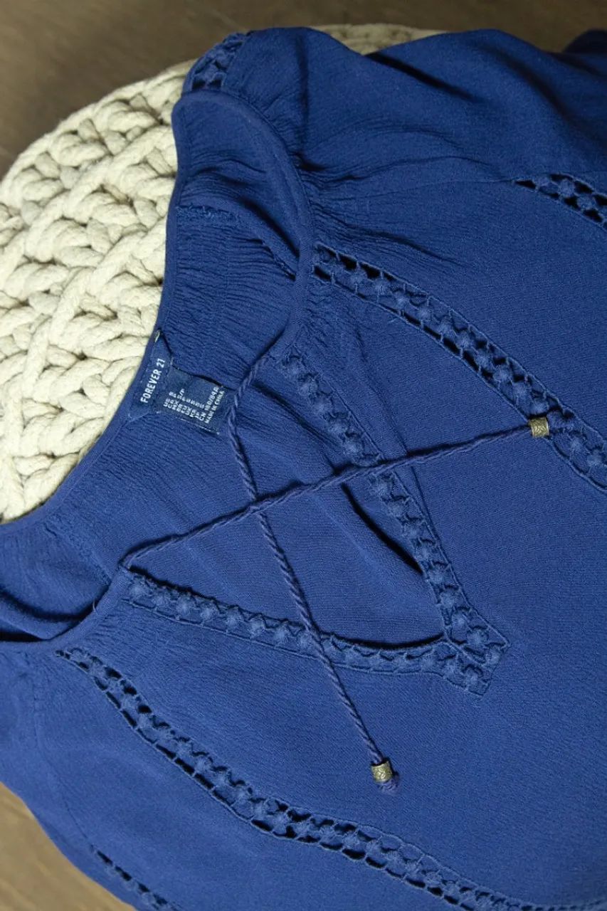 Bata forever 21 azul com renda - Foto 3