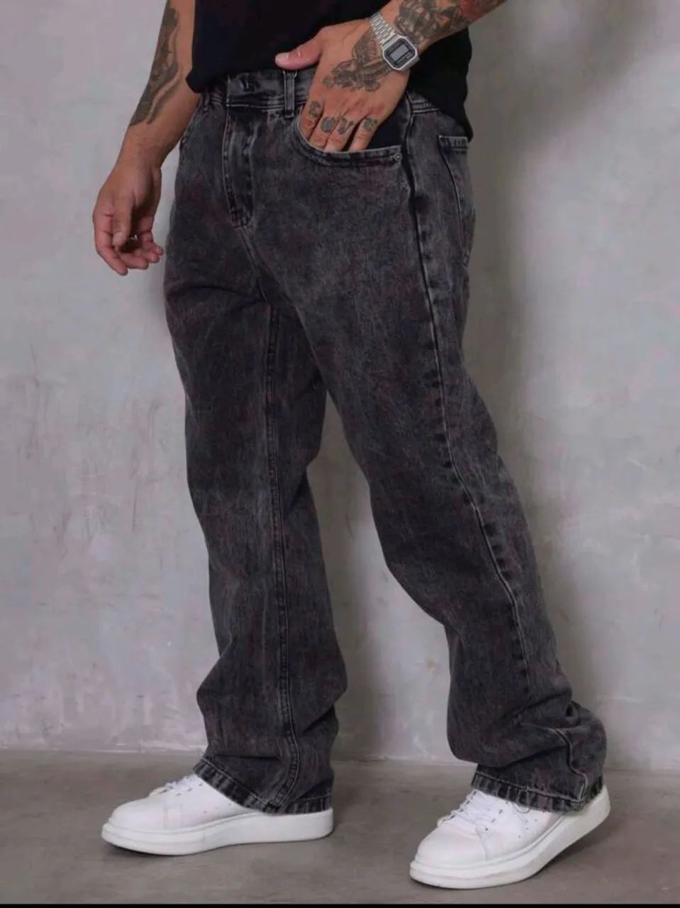 Calça Balão Jeans Masculina Oversize Larga sem Elastano  - Foto 2