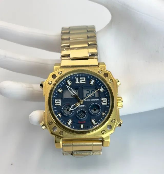  Relógio Diesel Quadrado Dual Time