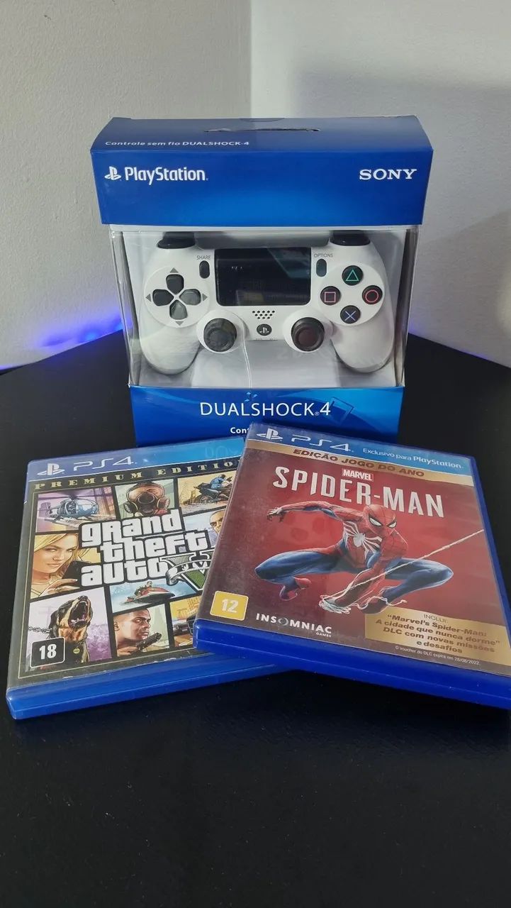 Controle Ps4 + Spider-Man + GTA V 