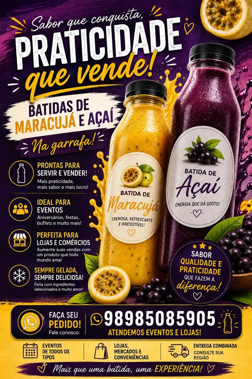 Açaí para eventos e lojas.