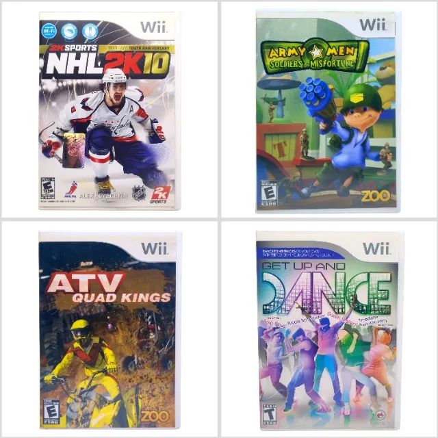 Kit 4 Jogos Nintendo Wii Original - NHL Army Men ATV Dance - Jogos