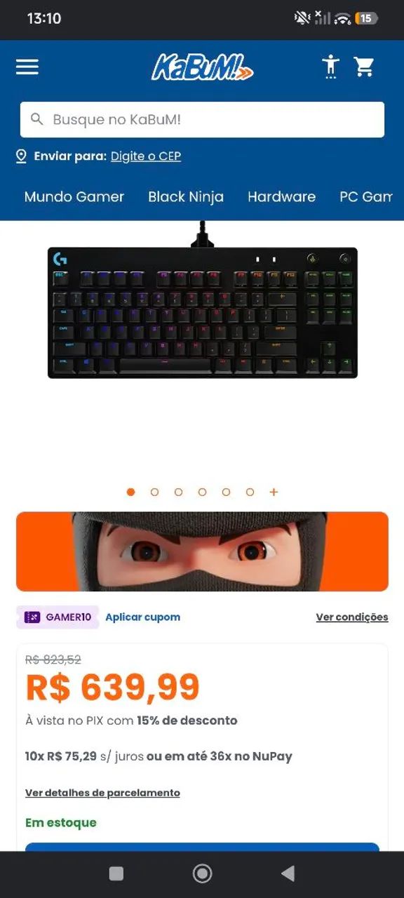 Teclado Mecânico Gamer Logitech G PRO com Layout US com Design TKL - Switch GX Blue Clicky - Foto 3
