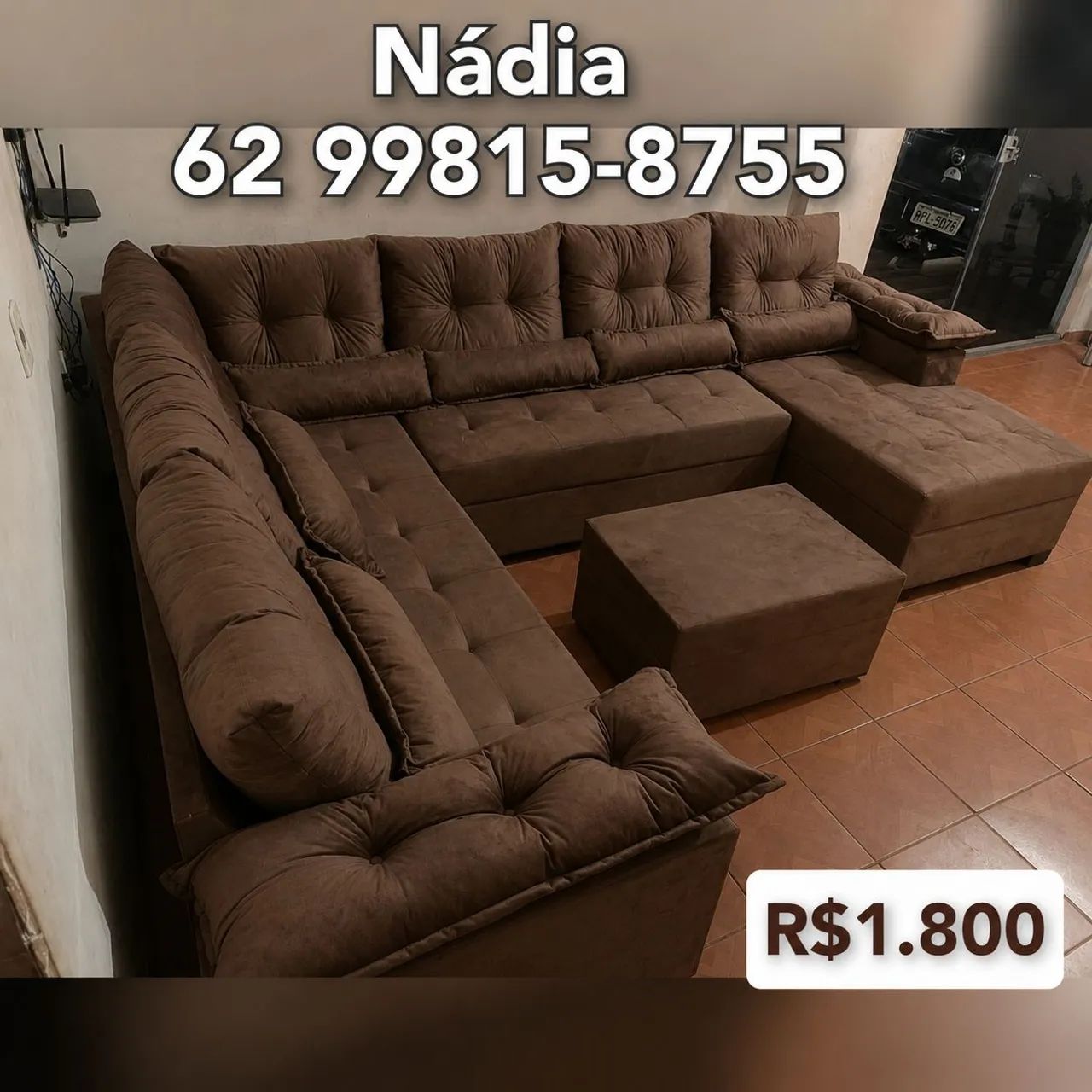 SOFÁ DE CANTO COM CHAISE 1.90X3.0X1.40 