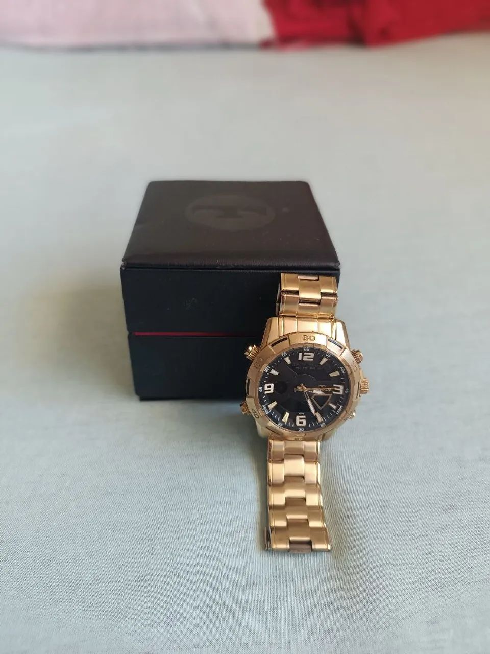 Relógio Technos Original Masculino Anadigi Dourado - com Caixa