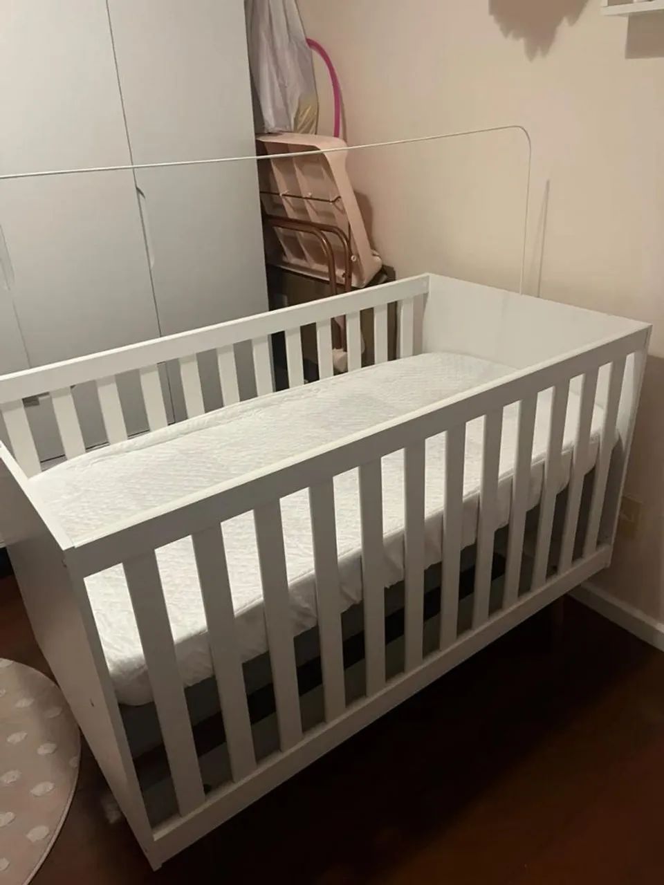 Berço 3 em 1 com colchão branco - Foto 3