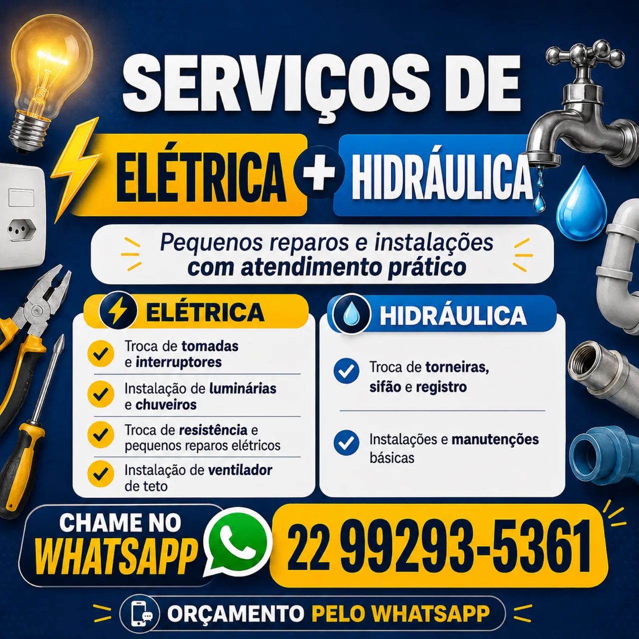 Serviços de elétrica e hidráulica 