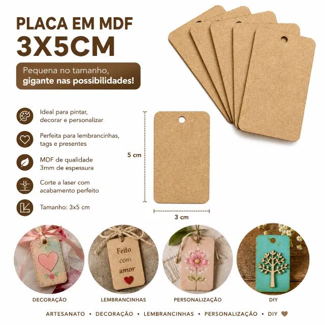 50 Chaveiros Retangular Furado Medalha/chaveiro/brinco 3x5cm - Foto 2