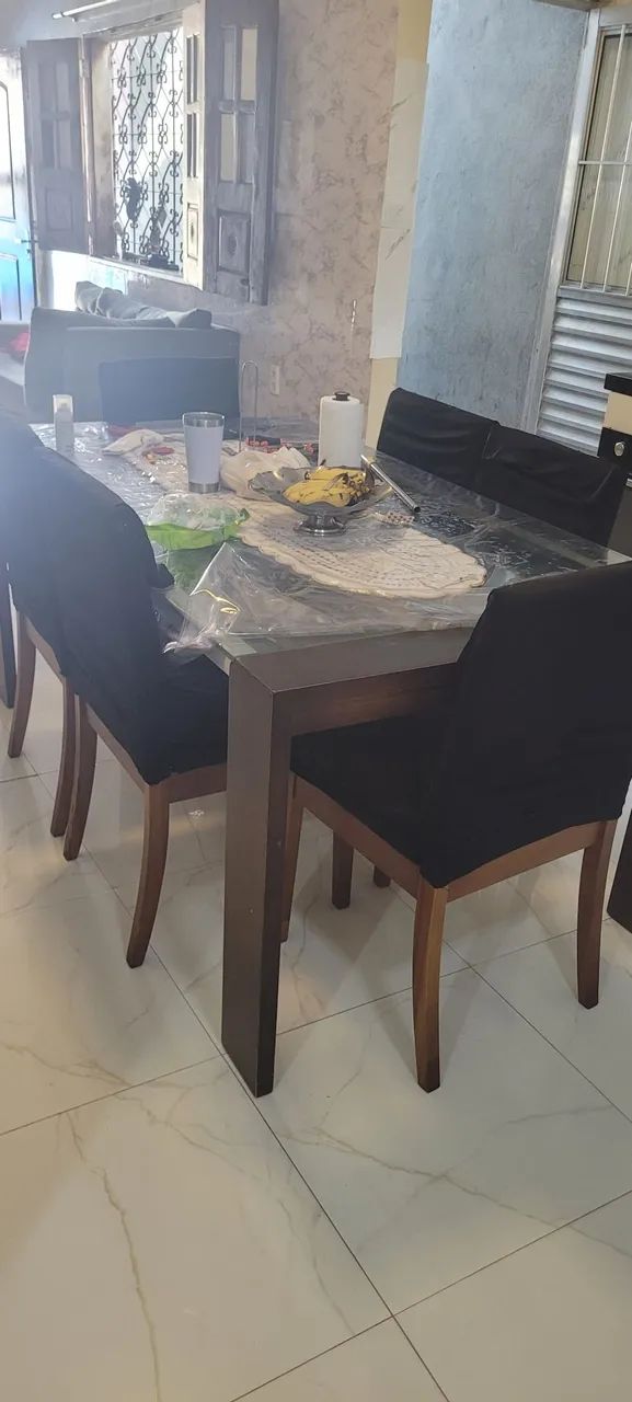 Mesa de vidro e madeira - Foto 3