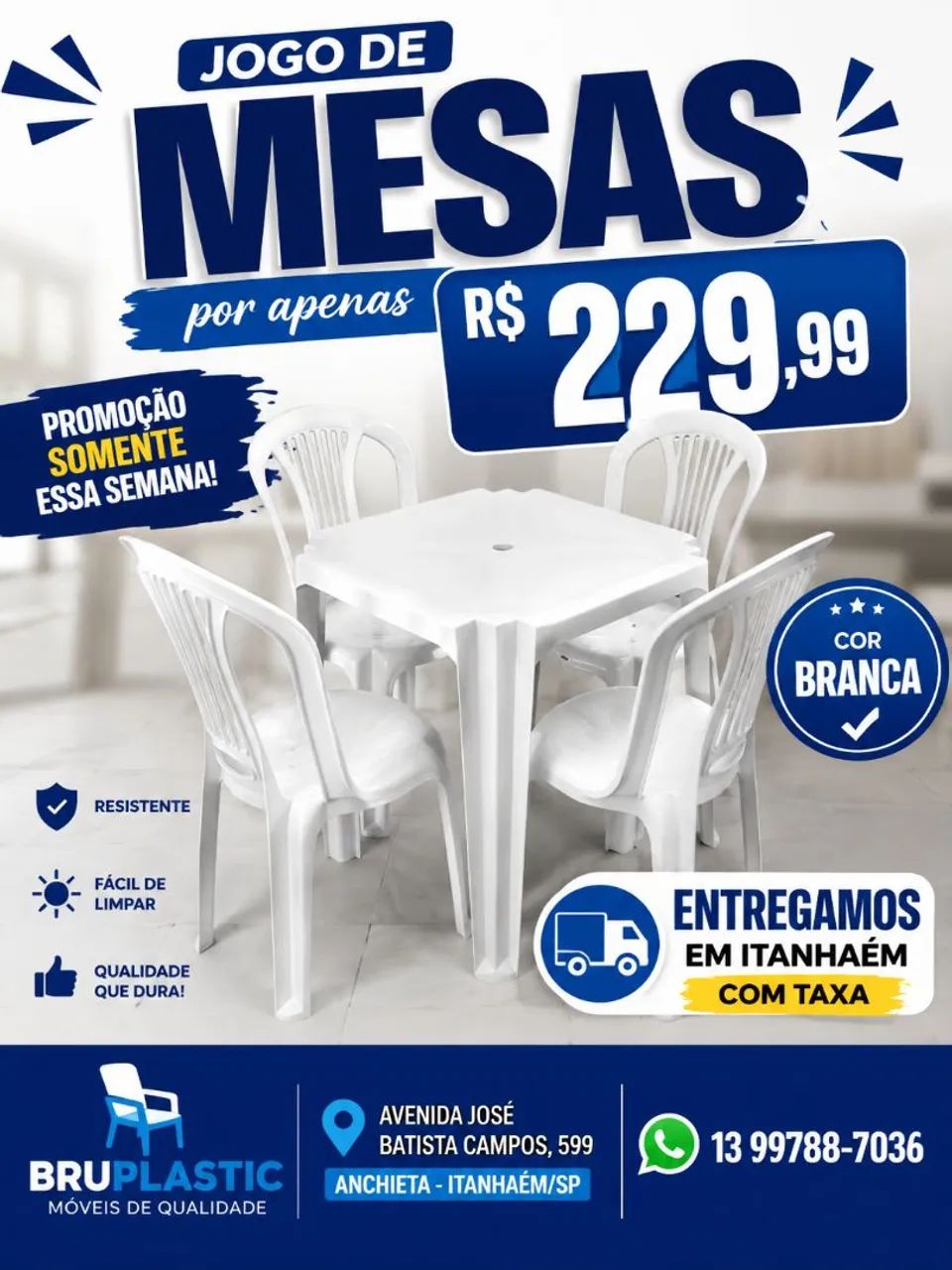 MESAS E CADEIRAS EM PROMOÇÃO 