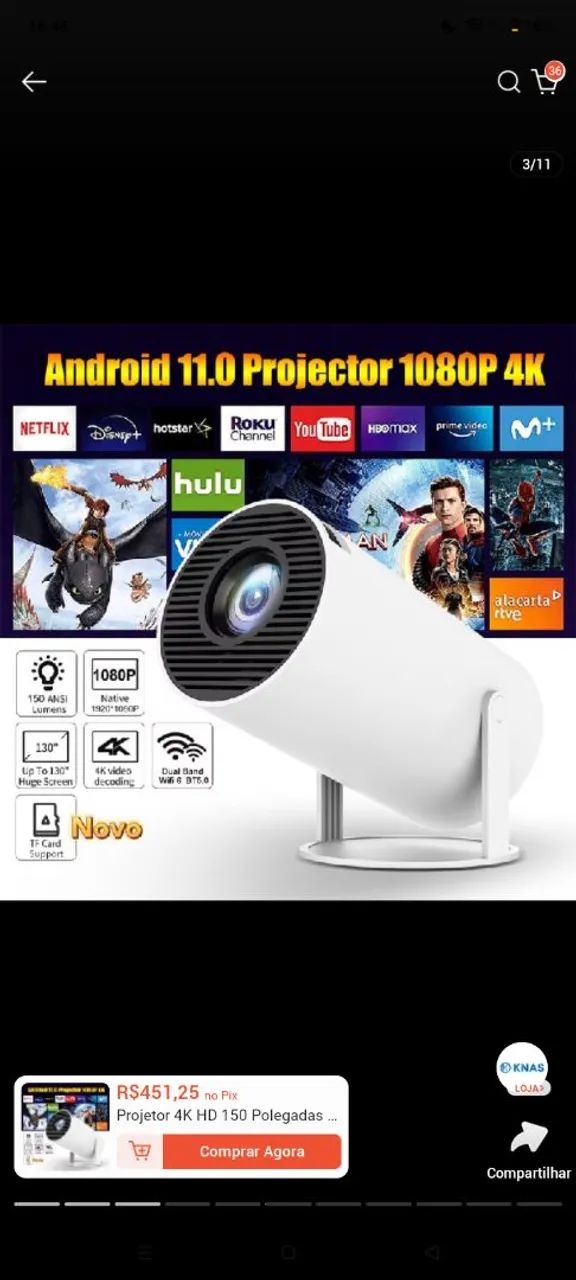 Projetor hy300 4k