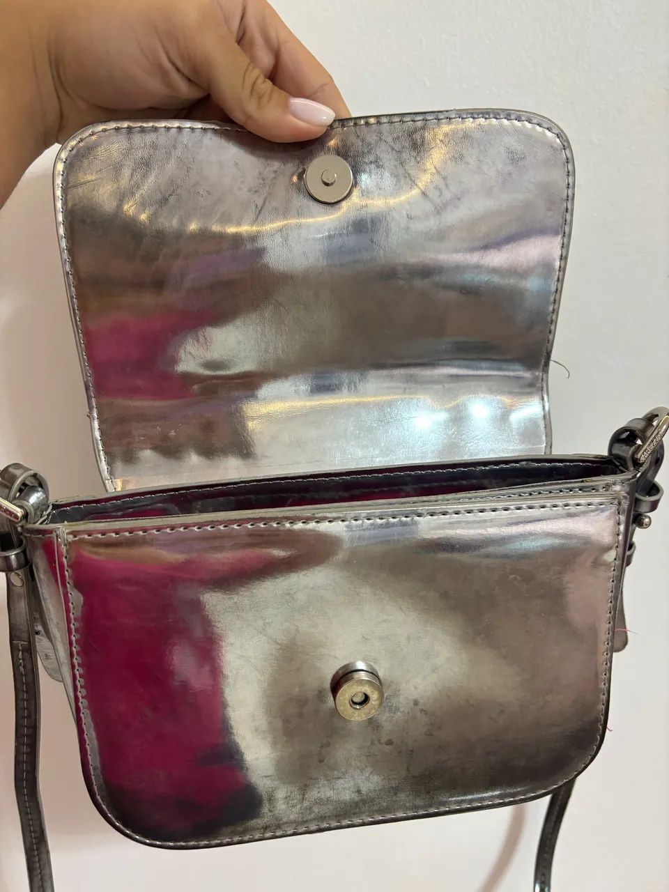  Bolsa tiracolo arezzo prata metalizada - Foto 4