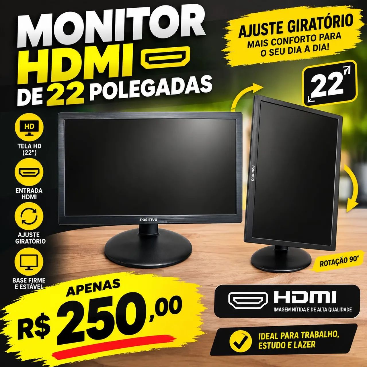 Monitor Hdmi 22 polegadas impecável!