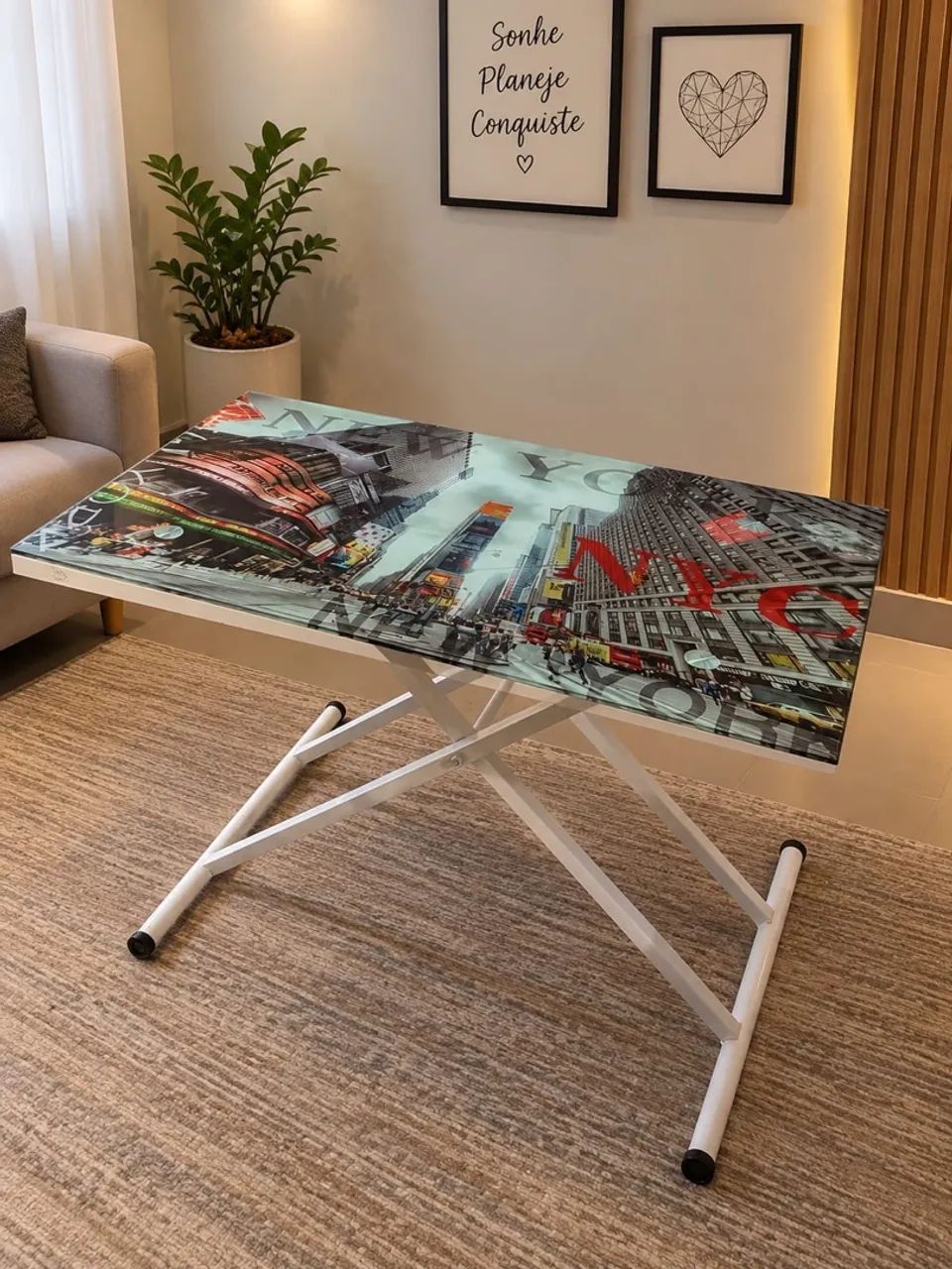 Mesa de metal com tampo de vidro temperado IMPORTADA  Dos EUA