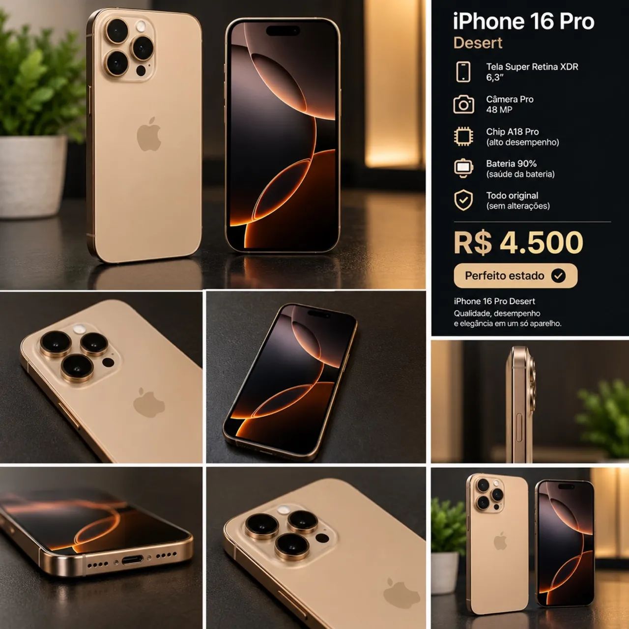iphone 16 pro impecavelmente novo!