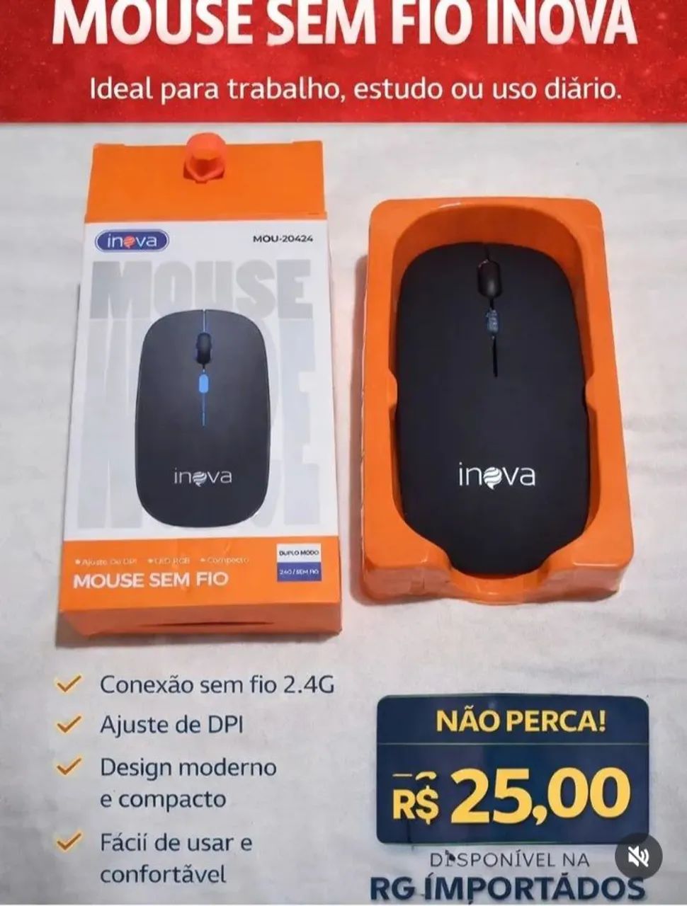 MOUSE SEM FIO NOVO NA CAIXA 