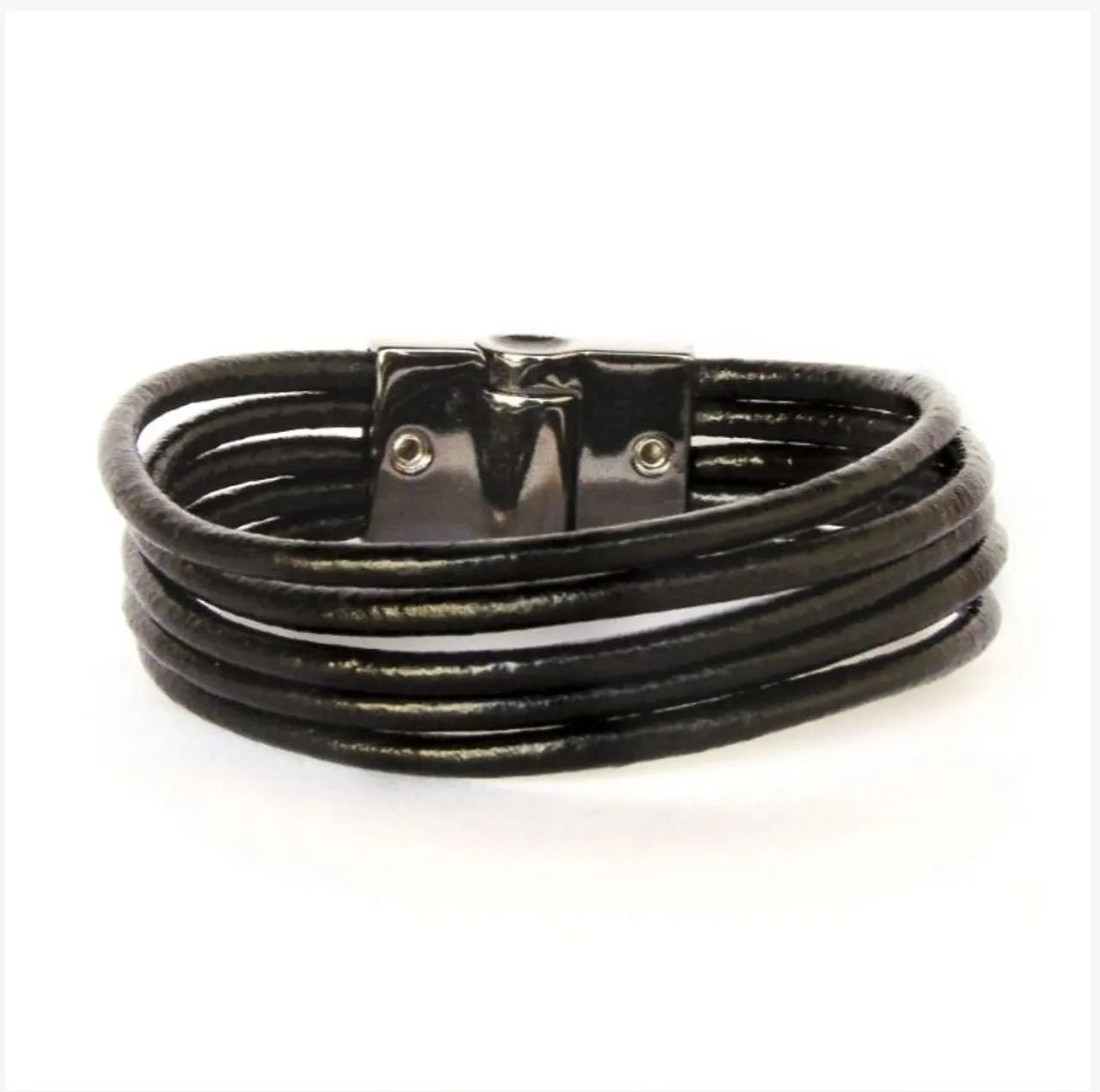 Pulseiras Masculinas em Couro e Aço - Foto 3
