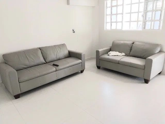 CONJUNTO SOFÁ DE COURO MODERNO  - Foto 2
