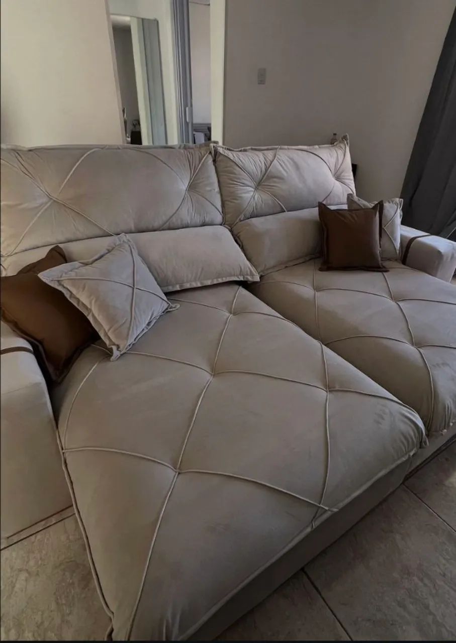 Sofá retrátil e reclinável Molas Ensacadas d33 pillow no Assento  - Foto 4