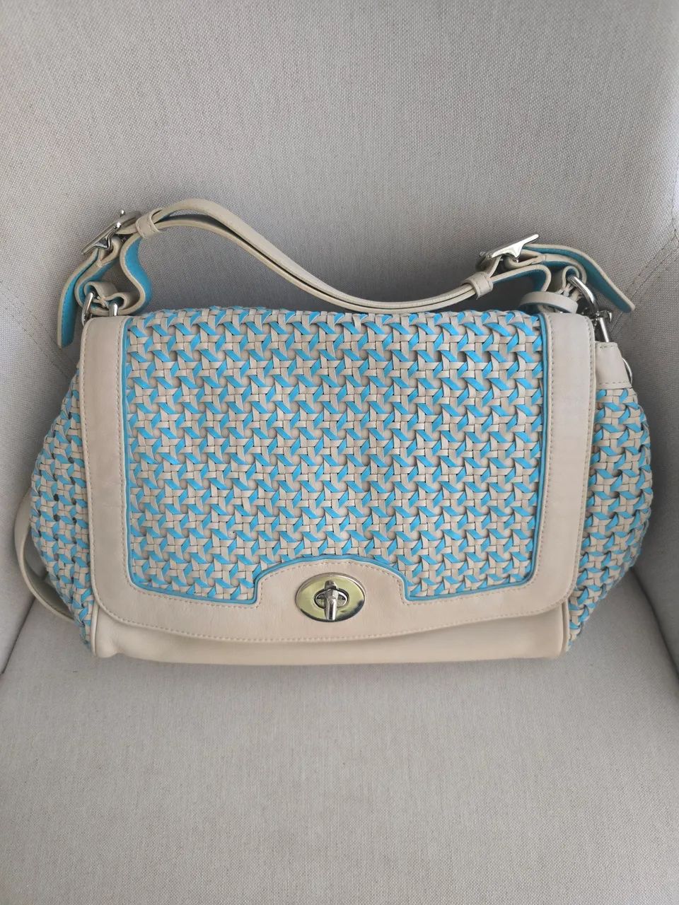 Bolsa Coach azul e bege original
