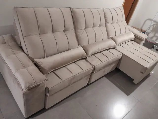 Sofá Retrátil Reclinável 2.90cm Bege