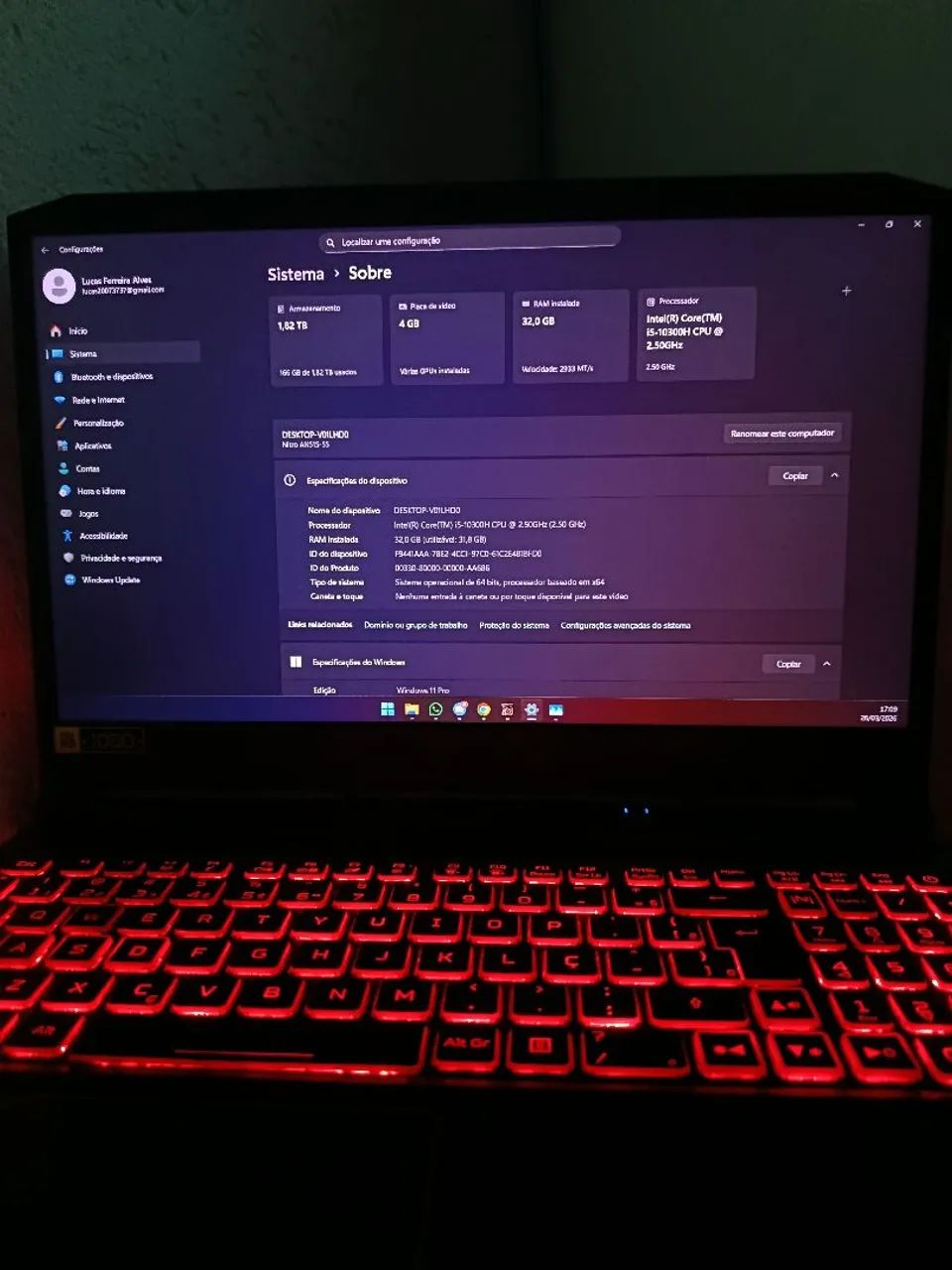 Notebook Gamer Acer Nitro 5 32GB RAM 1TB ARMAZENAMENTO  - Foto 2