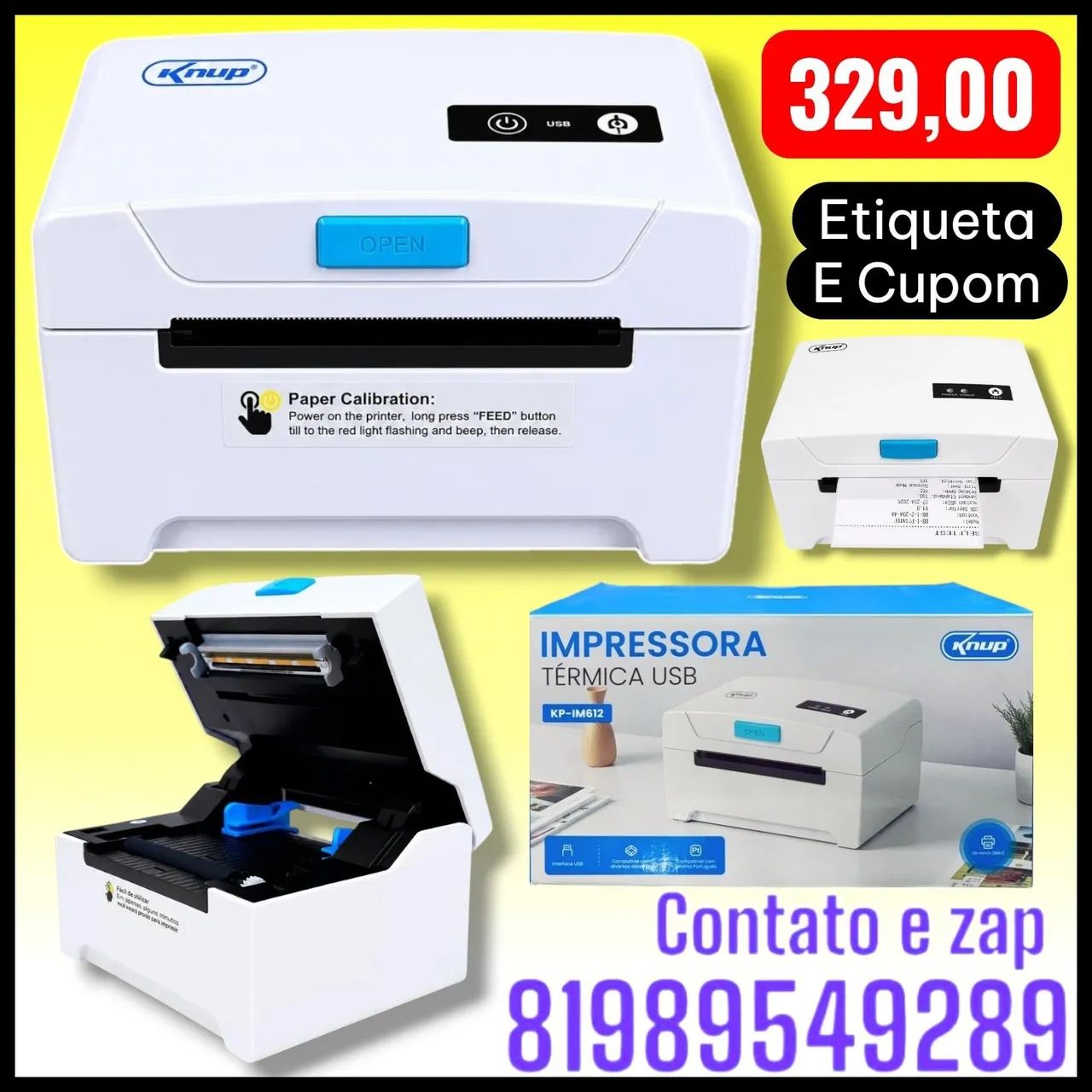 Impressora Térmica USB Etiqueta e cupom Knup KP-IM612