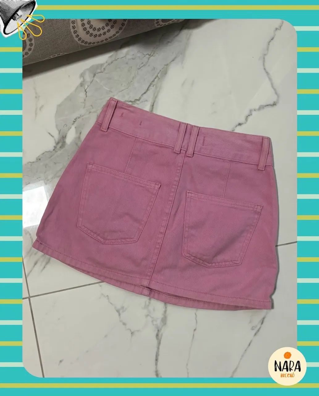 Mini saia rosa - jeans  - Foto 2