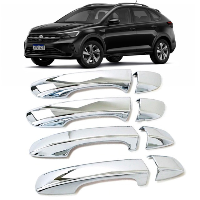 Kit Aplique Capa Cromada Maçanetas Volkswagen Polo Virtus Nivus T-Cross - Foto 4
