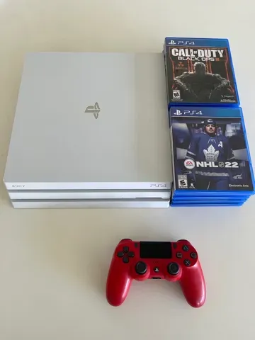 Playstation 4 Pro - Ps4 Pro Branco 1tb 3 Jogos Mídia Física