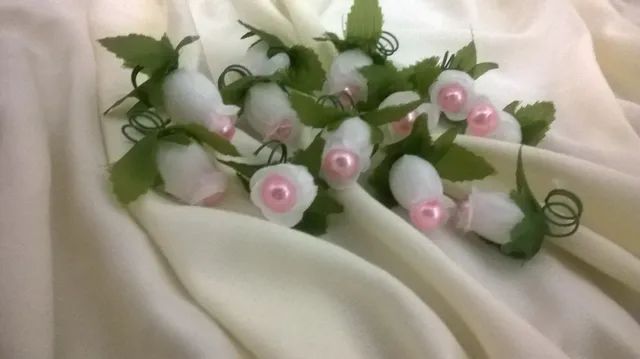 Kit 10 mini rosas com pérolas para cabelos  - Foto 3