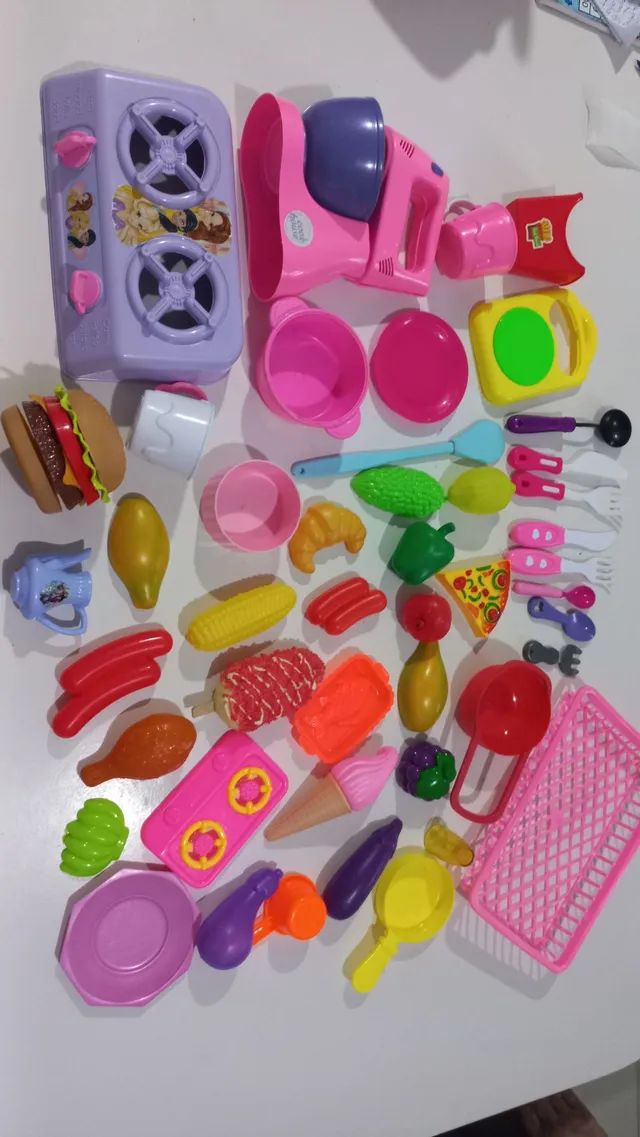 Kit Cozinha Infantil Jogo de Panelinhas Comidinha e Acessórios Brinquedo  Menina