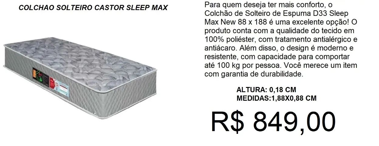 Colchão solteiro espuma d33 - a pronta entrega 