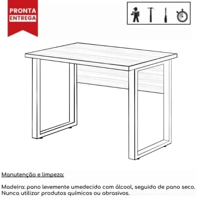 Mesa Escritório PÉ QUADRO C/ Gavetas Nogal Sevilha/Branco Funcional 34321 - Foto 4