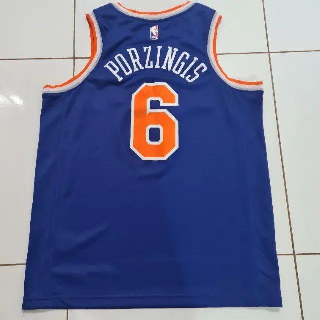 Camisa Regata Basquete NBA Nike Jordan New York Knicks 6 Porzingis Azul - Foto 2