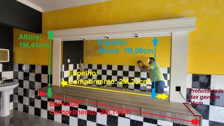 Bancada para Salão de Beleza com Espelho! Bancada Barbearia, Bancada Cabeleireiro! - Foto 6