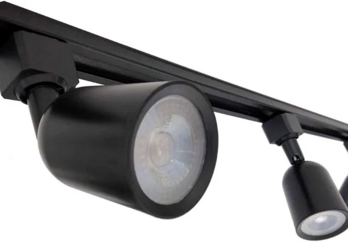 trilho preto spot led + trilho + conector (luz branco quente 3500k) - Foto 3