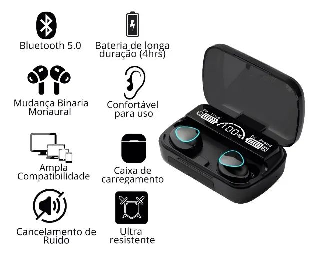fone de ouvido sem fio bluetooth stereo compativel com samsung xaiomi iphone - Foto 2