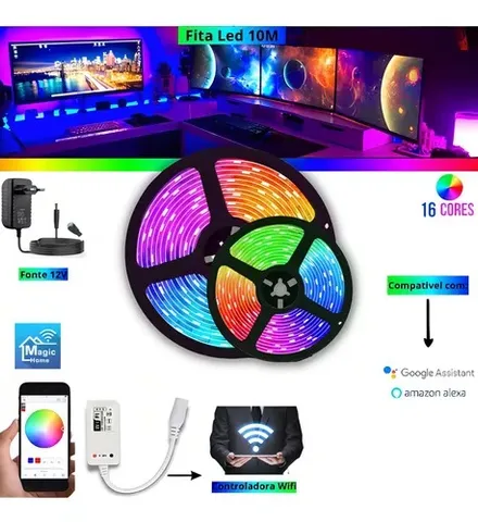 Fita Led Colorida Controle Pelo Celular Via Bluetooth