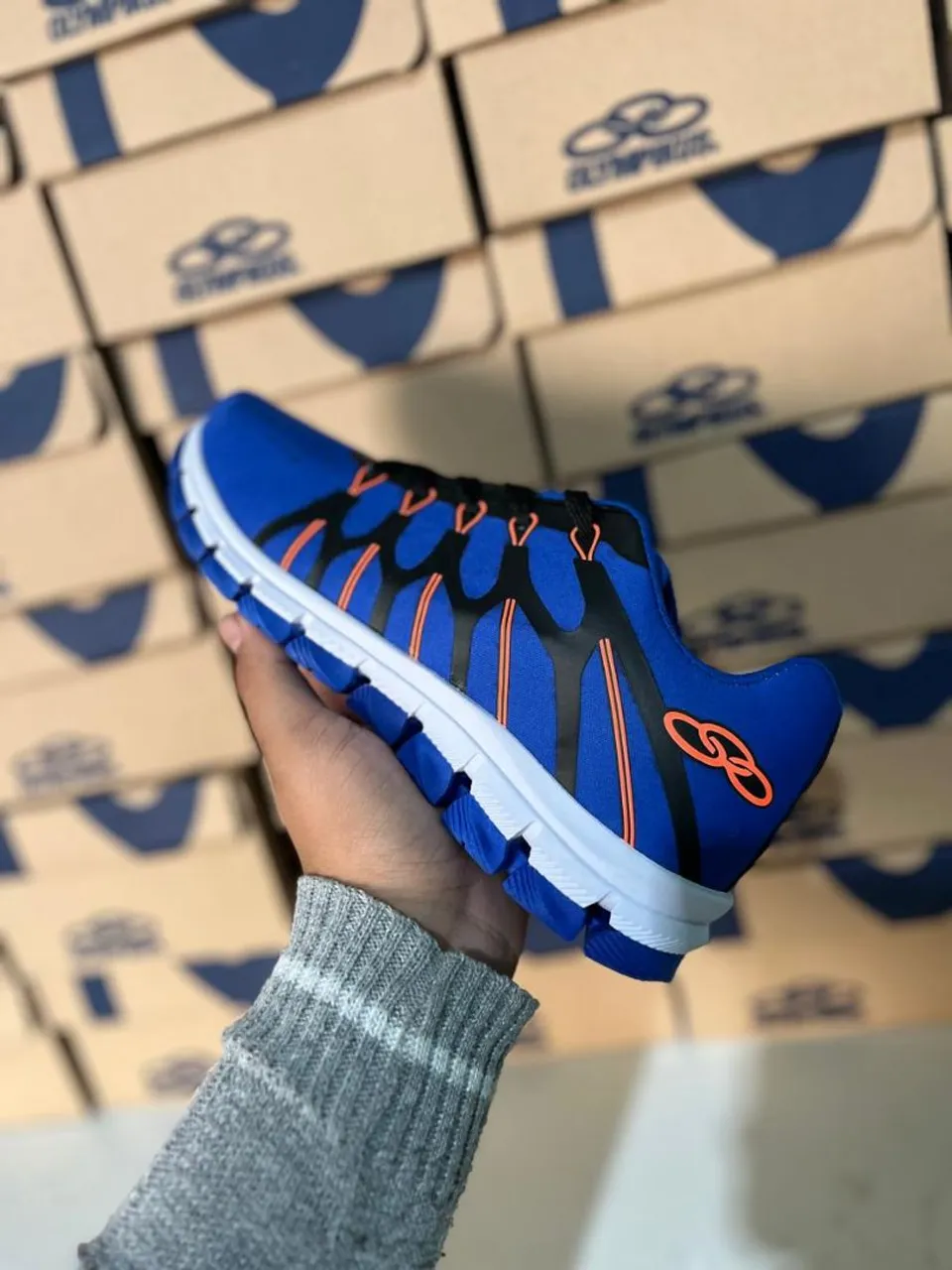 Tênis Olympikus Azul com Detalhes em Laranja