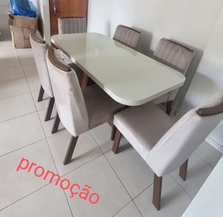 Mesa de Jantar 100% MDF  6 lugares Letícia 