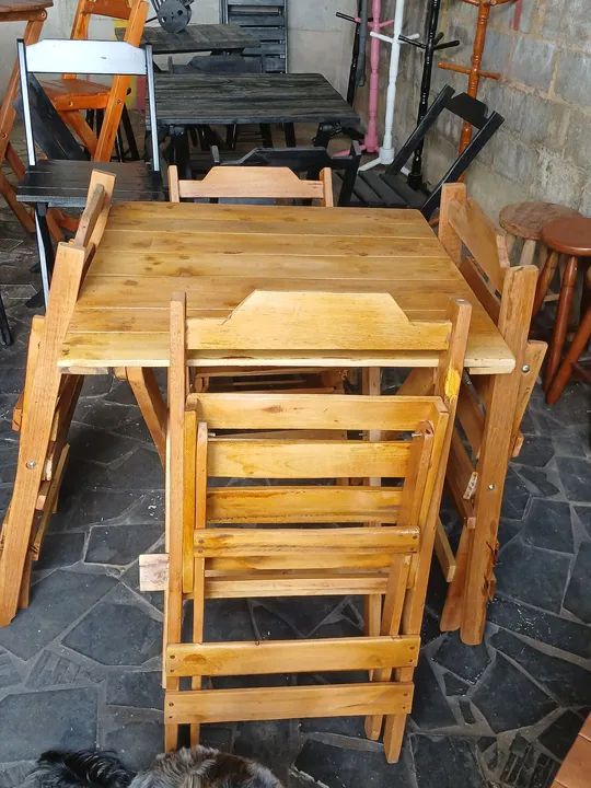 Mesa de madeira dobrável - Preta64302124678657121
