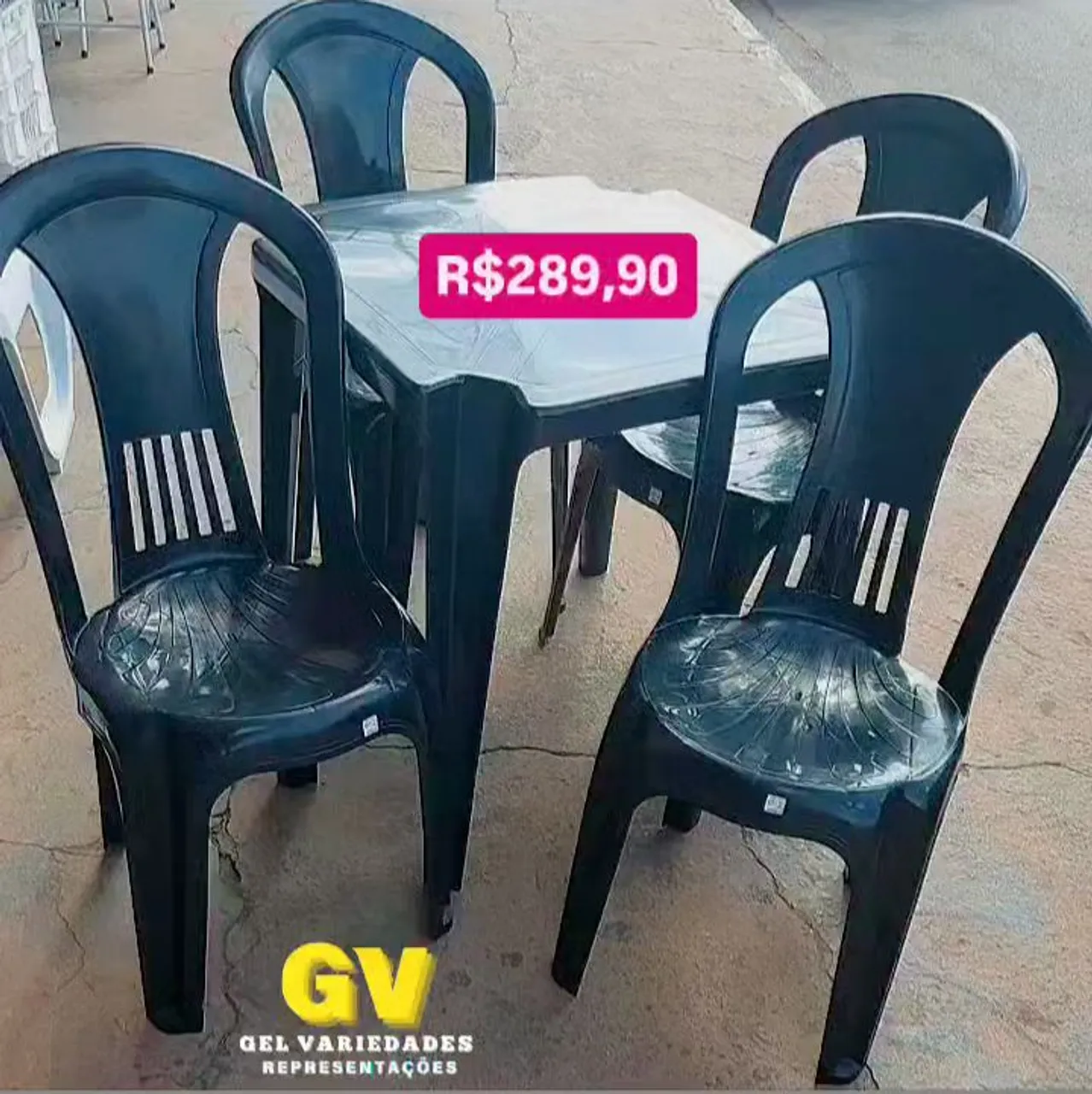 Conjunto Mesa com 4 Cadeiras Plástico Resistente