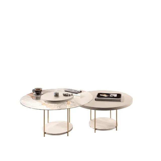 Conjunto de Mesa de Centro com Pés em Metal Dourado - Foto 3
