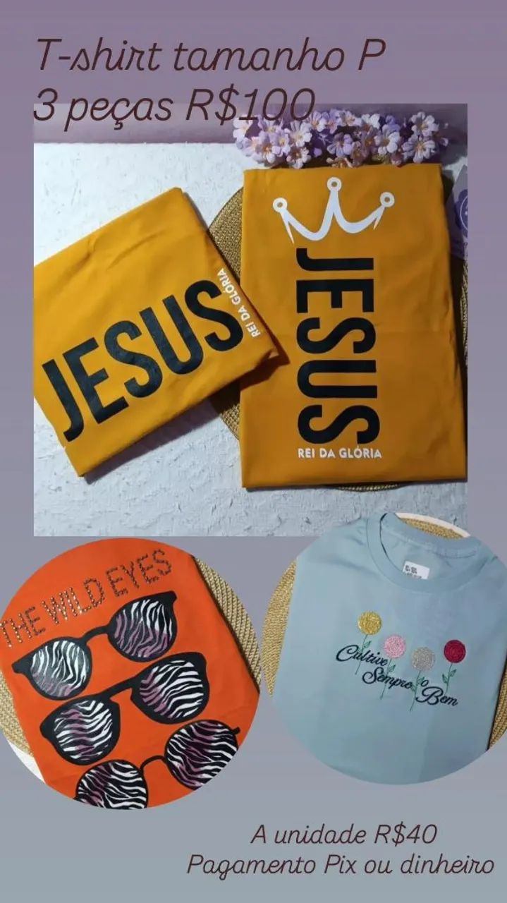 T-shirts tamanho P - 3 peças por R$100