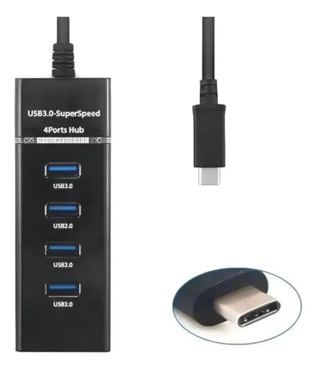 Adaptador Hub Usb Otg Type-c Tipo C 4 Portas 3.0+2.0 - Armarinho Ditudo - Foto 2