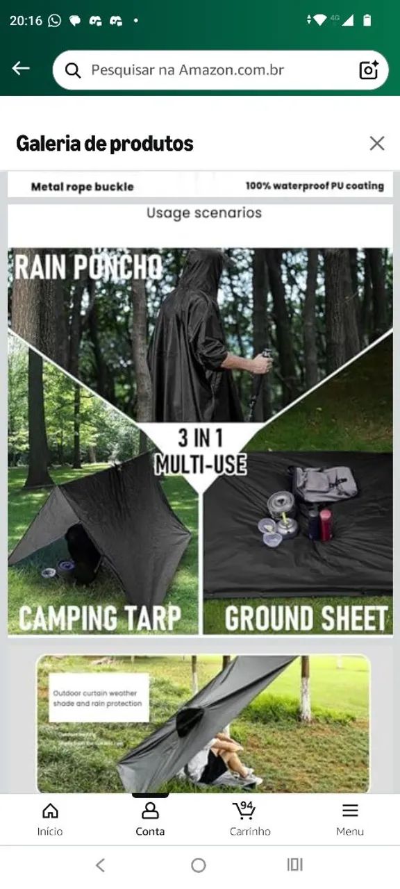 Capa de chuva poncho barraca acampamento  - Foto 2