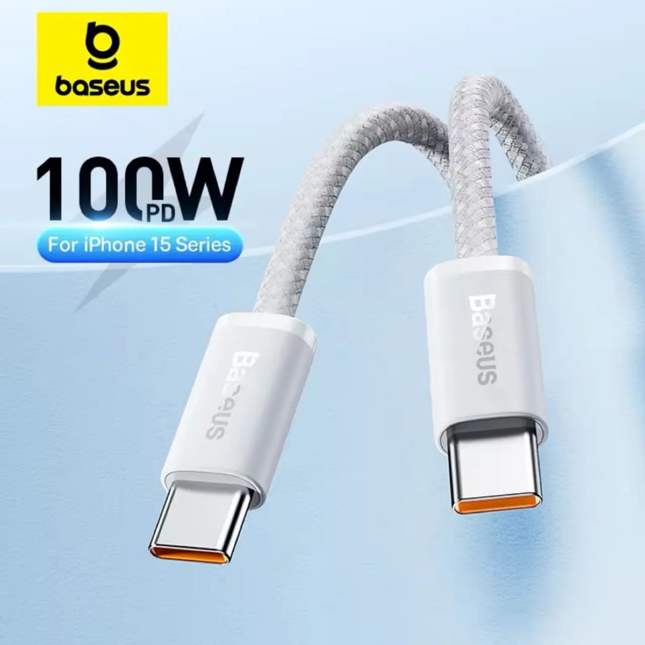 Cabo Para Iphone 15 16 Baseus USB C de 1m ou 2m de nylon para celular Samsung MacBook 