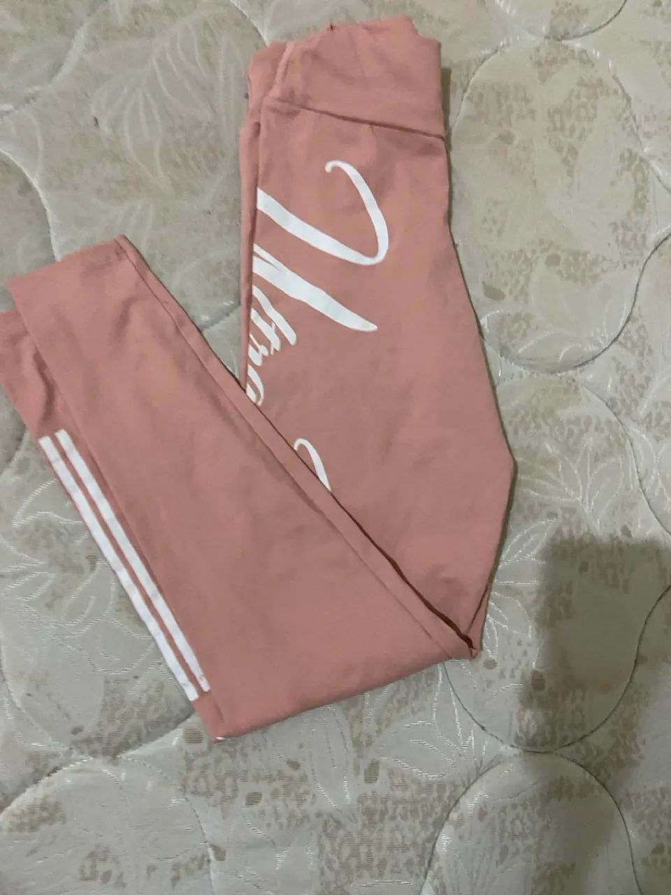 Calça Legging Rosa com Detalhes TAM M 