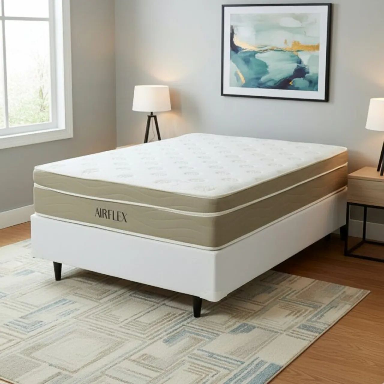 Colchão Casal Airflex Molas Ensacadas + Base Box  - Entrega Rápida 